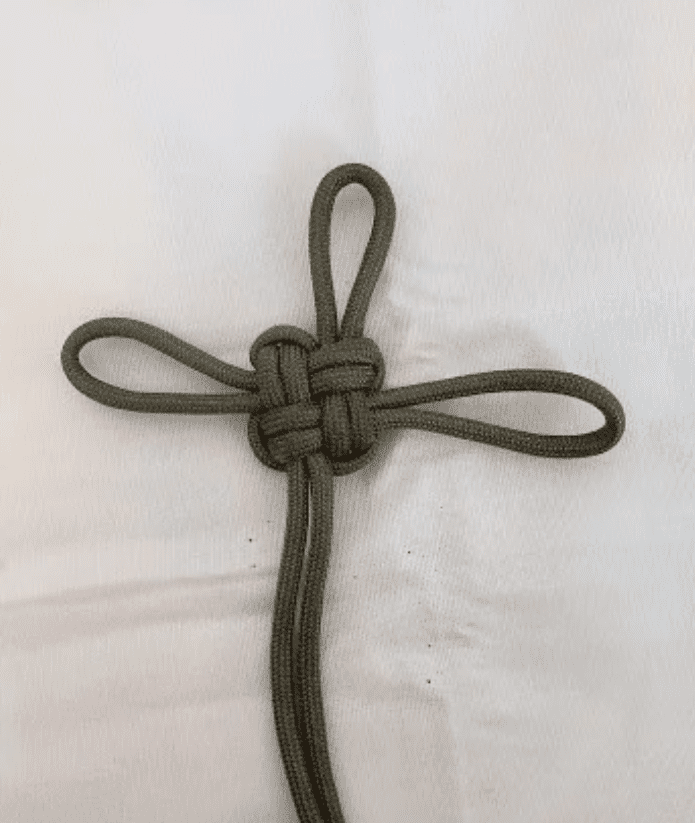 luck knot in olive paracord