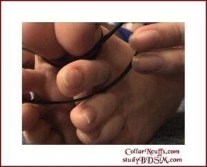 foot play. foot with cable ties